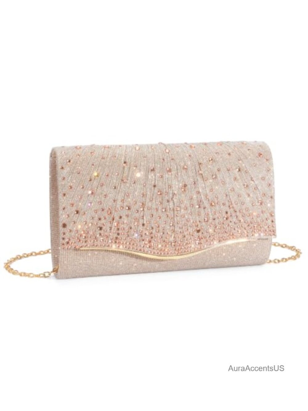 Satin Evening Clutch with Detachable Chain Formal Purse